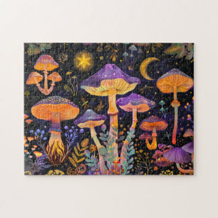 Paarse Fantasie Paddenstoelen Onder Sterrenlicht Legpuzzel