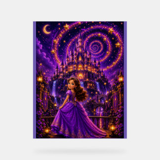 Paarse Fantasie Prinsessen Kasteel Kunst | Magisch Acryl Bord