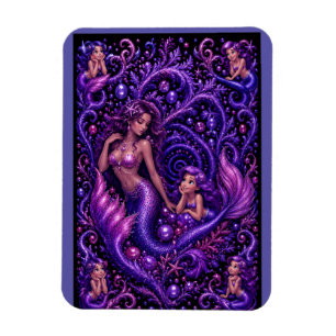Paarse Fantasie Zeemeermin Duo Oceaan Droom Kunst Magneet