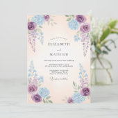Paarse Fantasievolle Hydrangea Bruiloft Kaart (Staand voorkant)