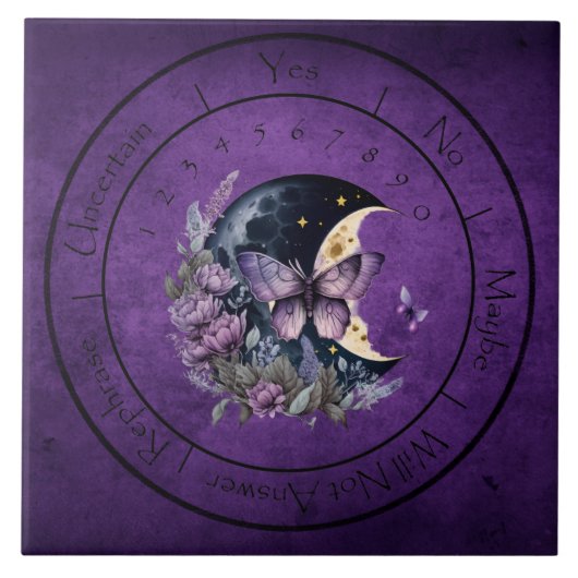 Paarse Fantasy Butterfly Pendulum Tegeltje (Voorkant)