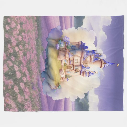 Paarse Fantasy Castle Fleece Deken (Voorkant (Horizontaal))