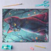 Paarse Fantasy Cat Tissuepapier (Craft)