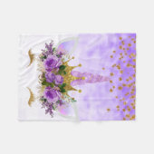 Paarse Fantasy en Golden Stars Unicorn Fleece Deken (Voorkant (Horizontaal))