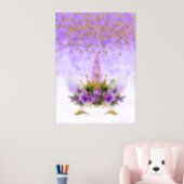 Paarse Fantasy en Golden Stars Unicorn Poster