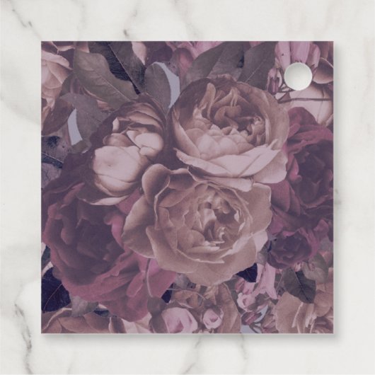 Paarse Fantasy Floral Roos Bedankjes Labels (Achterkant)