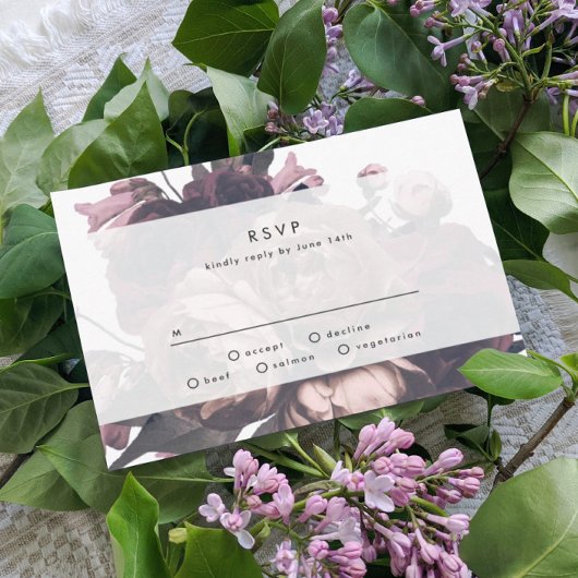 Paarse Fantasy Floral Roos Wedding RSVP-kaart RSVP Kaartje