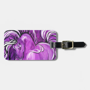 Paarse Fantasy Horse Bagagelabel