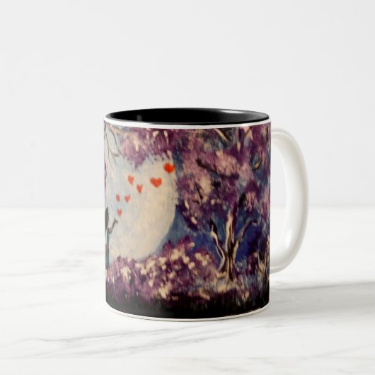 Paarse Fantasy Tweekleurige Koffiemok (Voorkant rechts)