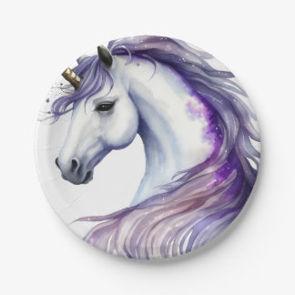 Paarse Fantasy Unicorn Birthday Party Papieren Bordje