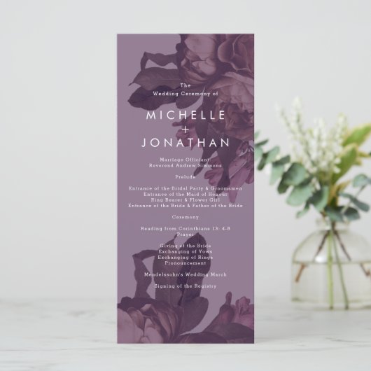 Paarse Fantasy Wedding Programme Programmakaart (Staand voorkant)