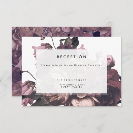 Paarse Fantasy Wedding Reception Card Informatiekaartje (Voorkant / Achterkant)