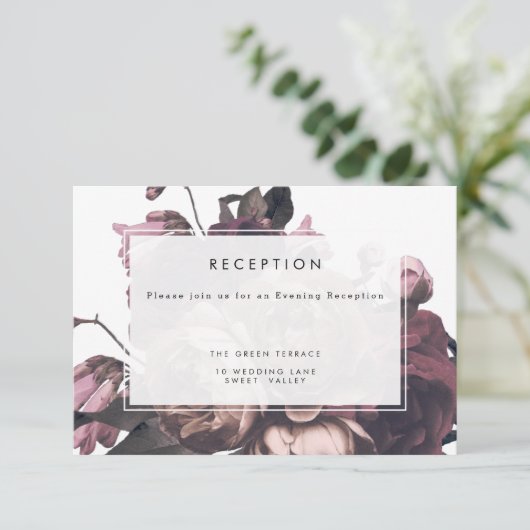 Paarse Fantasy Wedding Reception Card Informatiekaartje (Staand voorkant)