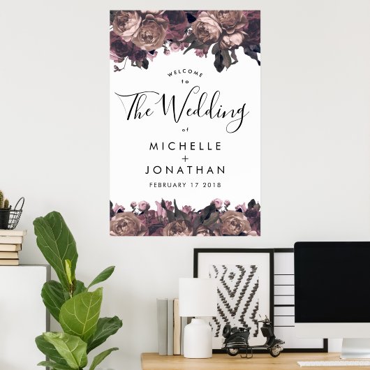 Paarse Fantasy Wedding Welcome Poster Sign (Thuiskantoor)