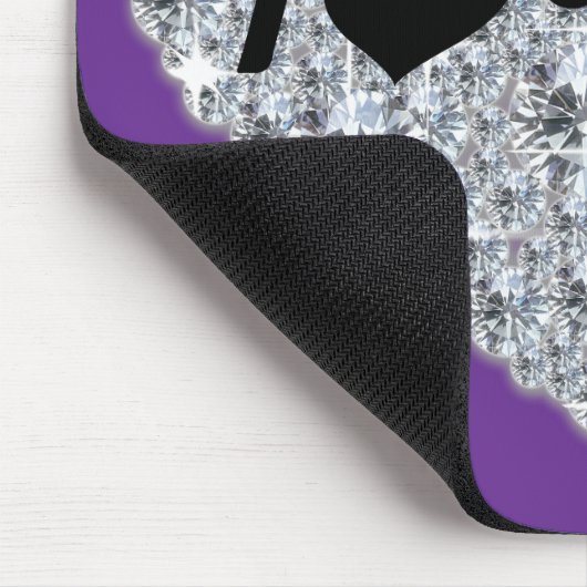 Paarse Faux Diamond 'I Love Bling Heart' Muismat (Hoek)