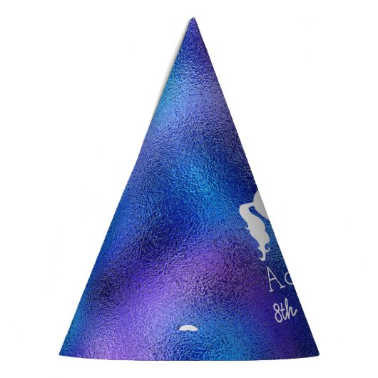 Paarse Faux Foil Unicorn Silhouette Girls Birthday Feesthoedjes (Links)