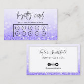Paarse Faux Glitter Custom Loyalty Kaart Visitekaartje (Voorkant / Achterkant)