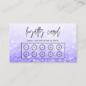Paarse Faux Glitter Custom Loyalty Kaart Visitekaartje (Voorkant)