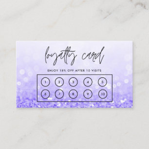 Paarse Faux Glitter Custom Loyalty Kaart Visitekaartje