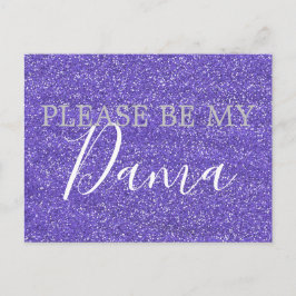 Paarse Faux Glitter Dama Quinceanera Voorstel Uitnodiging Briefkaart