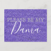 Paarse Faux Glitter Dama Quinceanera Voorstel Uitnodiging Briefkaart (Voorkant)