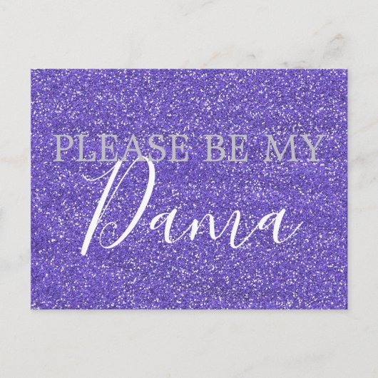 Paarse Faux Glitter Dama Quinceanera Voorstel Uitnodiging Briefkaart (Voorkant)