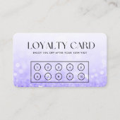 Paarse Faux Glitter Elegant Loyalty Kaart Visitekaartje (Voorkant)