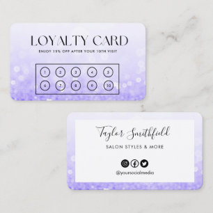 Paarse Faux Glitter Elegant Loyalty Kaart Visitekaartje