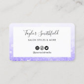 Paarse Faux Glitter Elegant Loyalty Kaart Visitekaartje (Achterkant)