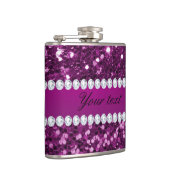 Paarse Faux Glitter en Diamonds Heupfles (Rechts)