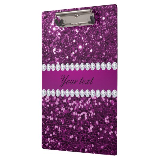 Paarse Faux Glitter en Diamonds Klembord (Links)