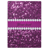 Paarse Faux Glitter en Diamonds Klembord (Achterkant)