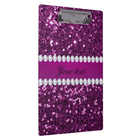 Paarse Faux Glitter en Diamonds Klembord (Rechts)
