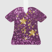 Paarse faux glitter gouden glanzende sterren & Con Ornament (achterkant)