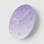 Paarse Faux Glitter Gradient Glamoureus Ronde Klok (Hoek)