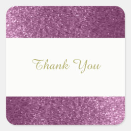 Paarse Faux Glitter Hartelijk dank Vierkante Sticker