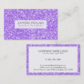 Paarse faux glitter modern design visitekaartje (Voorkant / Achterkant)