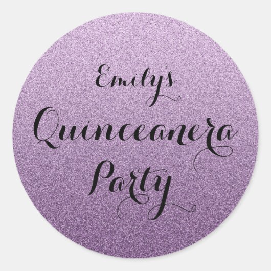 Paarse Faux Glitter Ombre Quinceanera Sticker (Voorkant)