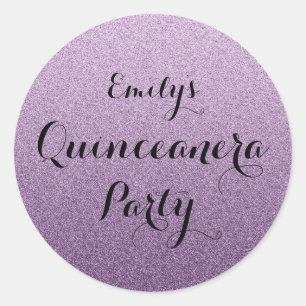 Paarse Faux Glitter Ombre Quinceanera Sticker