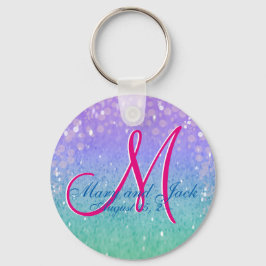 Paarse Faux Glitter Patio Lantern Confetti Glam Sleutelhanger