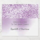Paarse Faux Glitter Patroon Elegant Sparkling Wijnetiket (Enkel label)