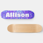 Paarse Faux Glitter Personalized Girls Persoonlijk Skateboard (Horizontaal)