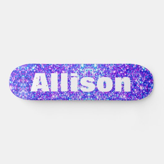 Paarse Faux Glitter Personalized Girls Persoonlijk Skateboard (Horizontaal)