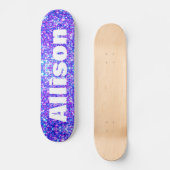 Paarse Faux Glitter Personalized Girls Persoonlijk Skateboard (Voorkant)