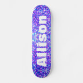 Paarse Faux Glitter Personalized Girls Persoonlijk Skateboard (Voorkant)