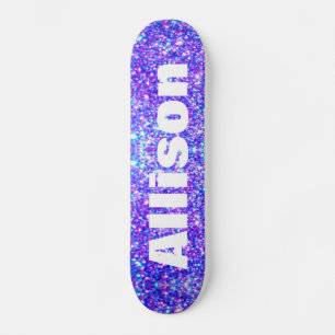 Paarse Faux Glitter Personalized Girls Persoonlijk Skateboard