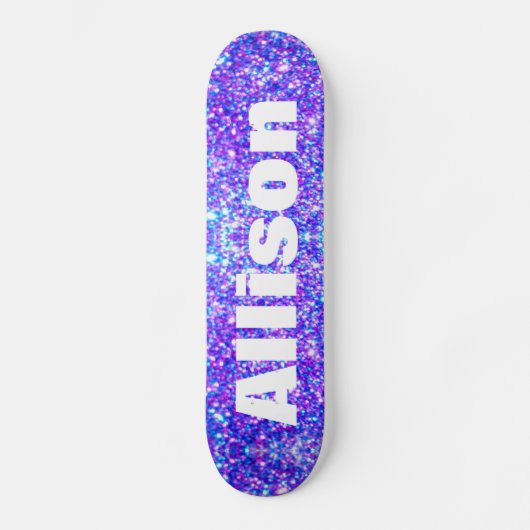 Paarse Faux Glitter Personalized Girls Persoonlijk Skateboard (Voorkant)