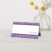 Paarse Faux Glitter Place Card Plaatskaartje (Voorkant)