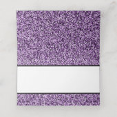 Paarse Faux Glitter Place Card Plaatskaartje (Binnenkant ongevouwen)