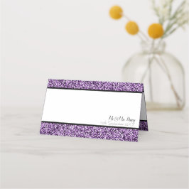Paarse Faux Glitter Place Card Plaatskaartje